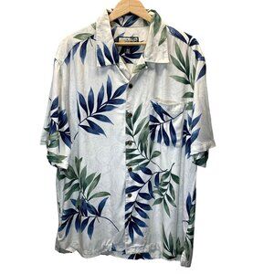 Havana Jacks Hawaiian Shirt Mens XL White Blue Tropical Button Up Short Sleeves